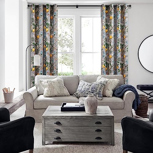Gray Patterned Curtains 96 Inch Long for Living Room (Grey / 52"W x 96"L (Pack of 2))
