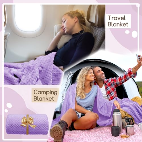 4 Pack Fleece Throw Blankets 50x60 Inches (Lavender / Throw(50''x60''))