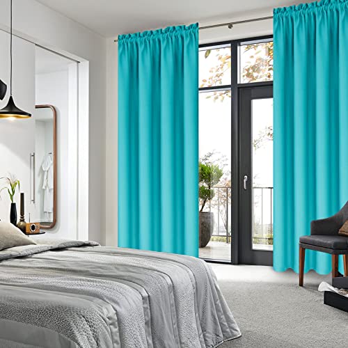 Blackout Curtains for Bedroom Living Room 38 x 72 Inch Long Turquoise (Turquoise / 38"W x 72"L (Pack of 2))