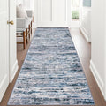 Modern Abstract Runner Rug 3x8 (3' x 8' (Runner) / Grey Blue White)