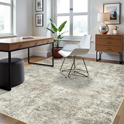 6x9 Area Rugs for Living Room Washable Bedroom Dining Room Beige Brown (Beige/Brown / 6' x 9' (Rectangular))