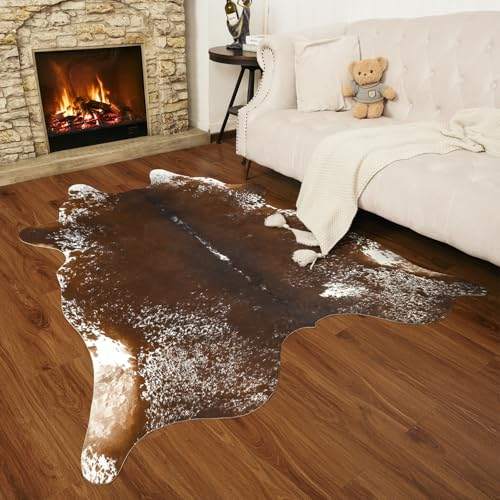 Faux Cowhide Rug (5'2" x 4'7" (5.2x4.6 ft) / Spotted Brown)