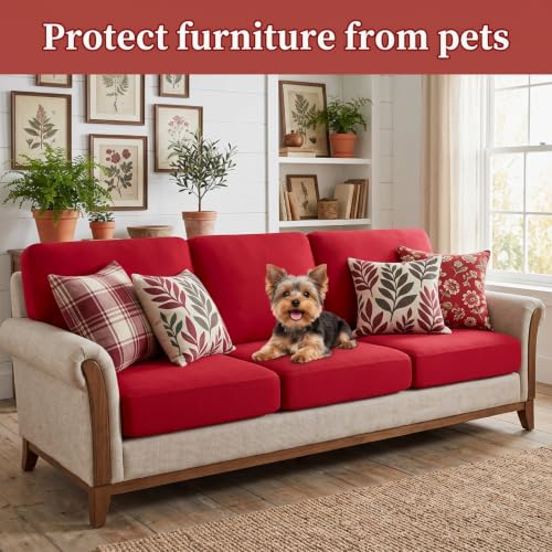 4 Pcs Stretch Cushion Covers (Burgundy / Seat Cover)