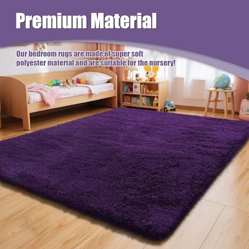 8x10 Fluffy Area Rugs for Living Room (Grape Purple / 8' x 10' (Rectangular))