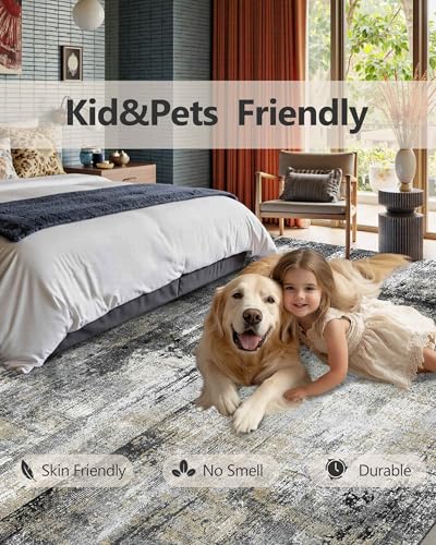 2x3 Entryway Rug Small Modern Abstract Door Mat (Black Gold / 2' x 3' (Rectangular))