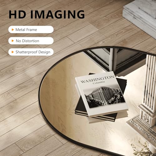 Arched Bathroom Mirror for Wall (Matte Black / 30"L x 20"W)