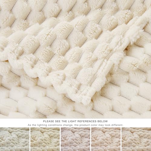 Turtle Shell Throw Blanket Cream for Couch Gentle Soft Fleece (Cream / Throw)