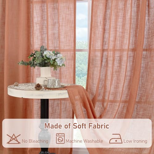 Terracotta Linen Boho Curtains 84 inch Length 2 Panels (Terracotta / 52"W x 84"L (Pack of 2))