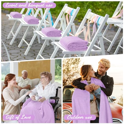 12 Pcs Flannel Blankets Bulk (Lavender Purple)