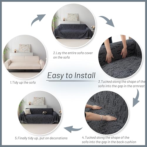 Couch Covers for 3 Cushion Couch Sofa (71" x 150" / 9# Lines Navy)