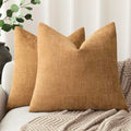 Solid Textured Chenille Throw Pillow Covers 24x24 (24" x 24" (Pack of 2) / Amber Gold)