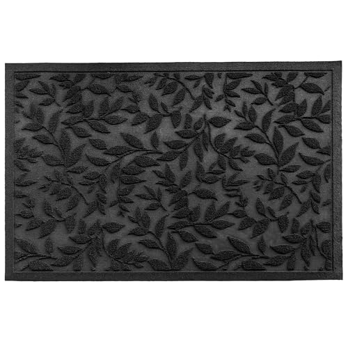 Black Leaves Outdoor Indoor Entrance Doormats (Leaves-black / 1'11" x 2'11" (Rectangular))