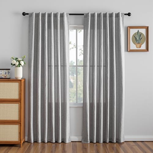 95 Inch Sliding Door Curtains Farmhouse Light Filtering Privacy Curtain Drapes for Patio Door Living Room (50"W x 95"L (Pack of 2) / Dove Grey)
