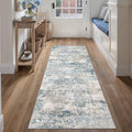 Blue Runner Rug 2x6 Modern Abstract (Abstract Blue / 2' x 6' (Runner))