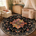 Washable Area Rug (Black/Colorful / 5' (Round))