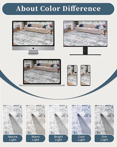 8x10 Area Rugs for Living Room (Blue/Grey / 8' x 10' (Rectangular))