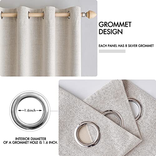 100% Blackout Linen Curtains for Bedroom 42x90 Inches Ivory (Ivory / 42"W x 90"L (Pack of 2))
