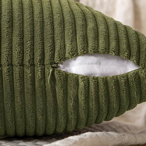 Olive Green Decorative Throw Pillow Covers for Couch 20x20 Inch (20" x 20" (Pack of 2) / Olive Green)