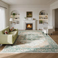 8x10 Moroccan Retro Washable Area Rugs for Living Room (8' x 10' (Rectangular) / Light Green-milky White-light Brown-dark Green)