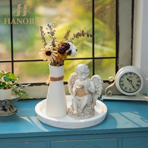 Decorative Round Candle Holder Plate (Rustic White-1)
