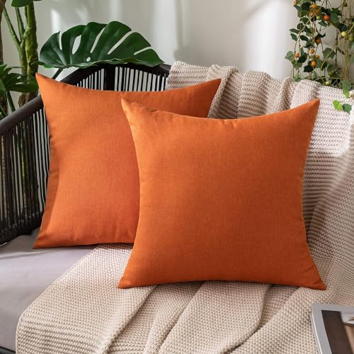 Decorative Outdoor Pillow Covers Fall 12x12 Orange (12" x 12" (Pack of 2) / Orange)