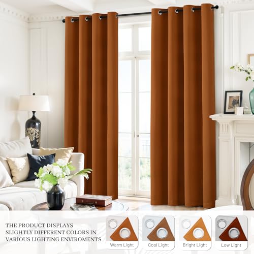 100% Blackout Curtains 38x63 inch Length Burnt Orange (Burnt Orange / 38"W x 63"L (Pack of 2))