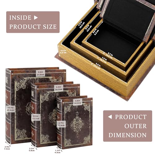 Wooden Decorative Book Boxes 3 (Vintage)
