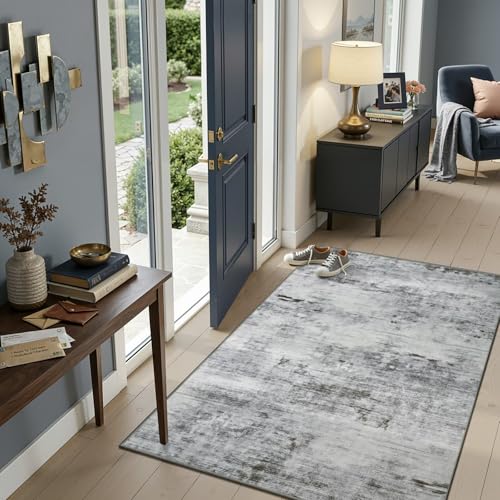 3x5 Washable Non Slip Area Rugs for Bedroom Living Room (Light Neutral Gray / 3' x 5' (Rectangular))