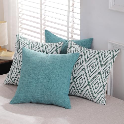 Throw Pillow Covers 18x18 (Aqua / 18" x 18" (Pack of 4))