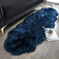 Ashler Faux Fur Rug (6' x 2' (Irregular) / C-navy Blue)