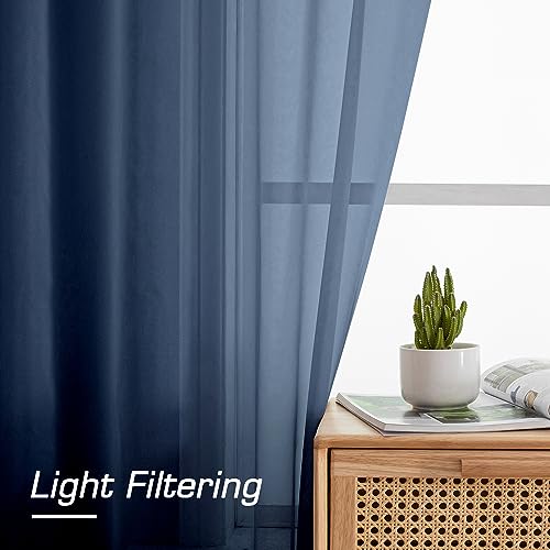 Blue Sheer Curtains (Navy Blue / 42"W x 78"L (Pack of 2))