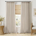 Pinch Pleated Thick Linen Curtains 102 Inches 2 Panels Cream White (Cream White / 40"W x 102"L (Pack of 2))