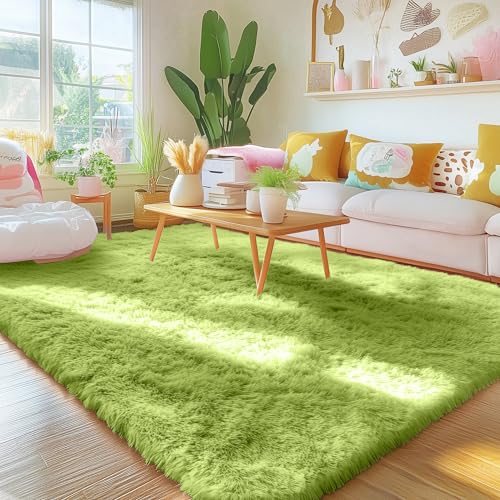 Area Rugs for Living Room Bedroom (4x5.9 Ft / Grass Green)