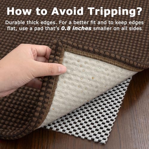Long Runners for Hallways 2.6x12 ft Washable Kitchen Runner Non Slip Rubber Backed Hallway Rugs Cotton Entryway Runner Rug Floor Carpet for Indoor Hall (Reddish Brown/Coffee / 2'8" x 12' (Runner))