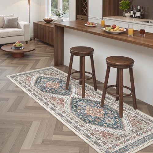 Washable Runner Rug 2x6 Runners for Hallways Non Slip (Navy Blue / 2' x 6' (Runner))