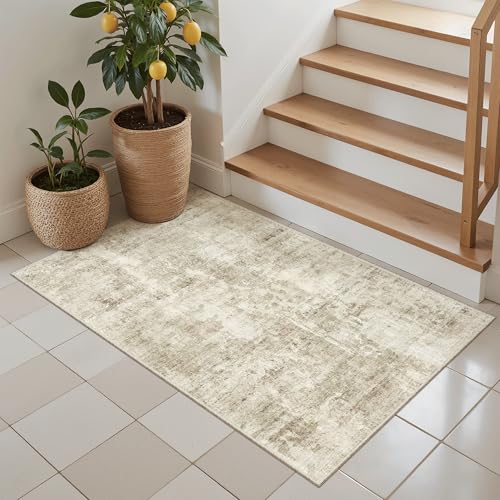 2x3 Abstract Washable Rugs for Kitchen (Beige/Gray / 2' x 3' (Rectangular))