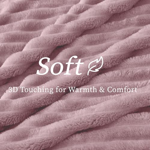 Ribbed Fleece Throw Blanket for Couch (Berry Purple / Throw(50"x60"))