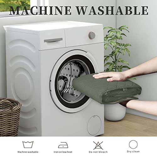 Double Protection 100% Waterproof Recliner Covers for Living Room (Greyish Green/Beige / Recliner Small)