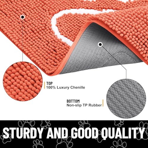 Dog Door Mat for Muddy Paws (30"X20" / Coral and White)