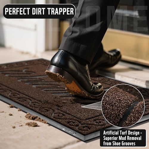 Artificial Grass Welcome Mat (Coffee / 29.5x17 Inch)