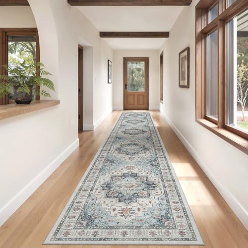 Hallway Runner Rug 2'6''x16' Kitchen Runners Vintage (Blue / 2'6" x 16' (Runner))