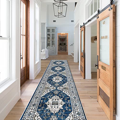 Hallway Washable Runner Rug (2' x 10' (Rectangular) / Blue)