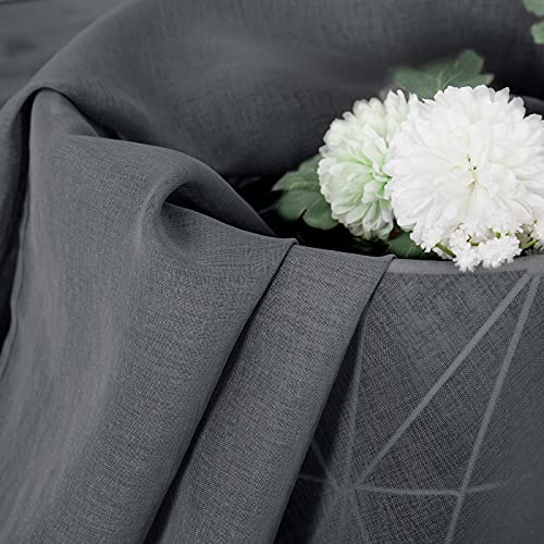 Sheer Curtains Linen Textured Bedroom Curtain Sheers Light Filtering Rod Pocket Voile Curtains for Living Room (54"W x 84"L (Pack of 2) / Dark Grey)