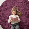 Burgundy Round Rugs for Bedroom (5 Ft Round / Burgundy)