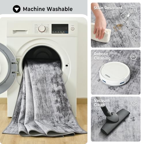 Washable 8x10 Grey Area Rug with Non (Light Neutral Gray / 8' x 10' (Rectangular))