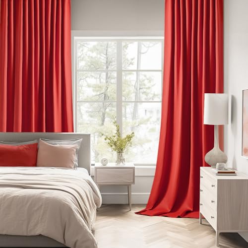 Christmas Red Back Tab Blackout Curtains 52x96 Inch Long 2 Panels (Red / 52"W x 96"L (Pack of 2))