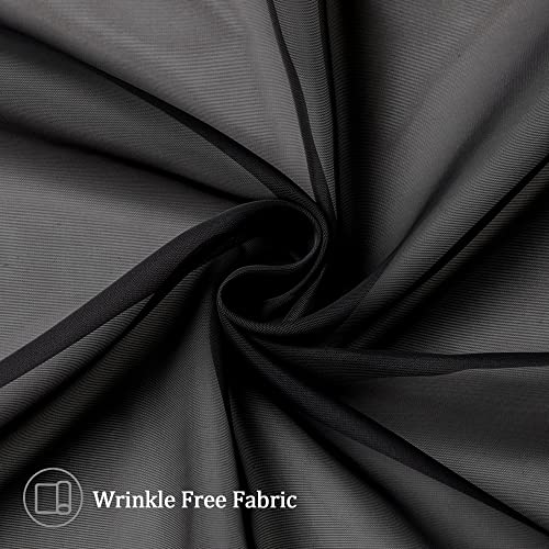 Long Sheer Black Curtains for Living Room 108 inch Length 2 Panels Set (40"W x 108"L (Pack of 2) / Black)