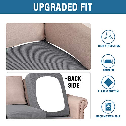 High Stretch Individual Seat Cushion Covers Sofa Slipcovers Couch Cushion Covers Sofa Covers Featuring Jacquard Textured Twill Fabric (Grey)