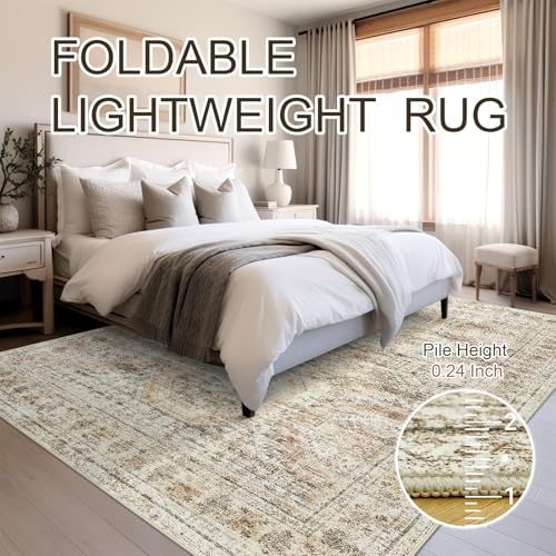 9x12 Area Rugs for Living Room Washable Rug Non (Brown/Pink / 9' x 12' (Rectangular))
