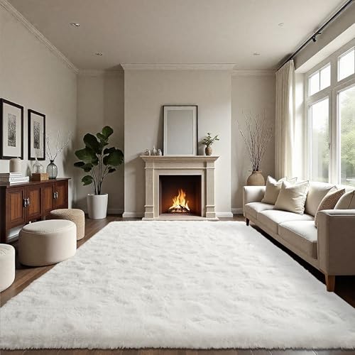 Area Rugs Fluffy Living Room Carpets for Kids Bedroom 6x9 (Cream / 6' x 9' (Rectangular))